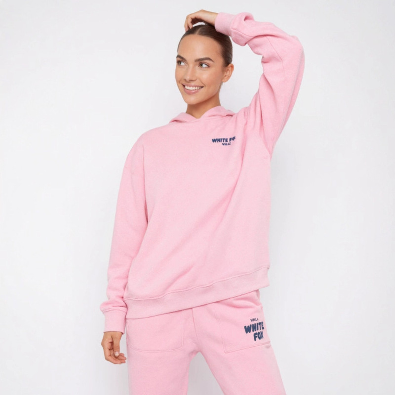 Cross-Border New Sweatshirt Set White Fox Foam Hoodie Top and Sweatpants Set Trendy Hip-Hop Casual Women's Wear