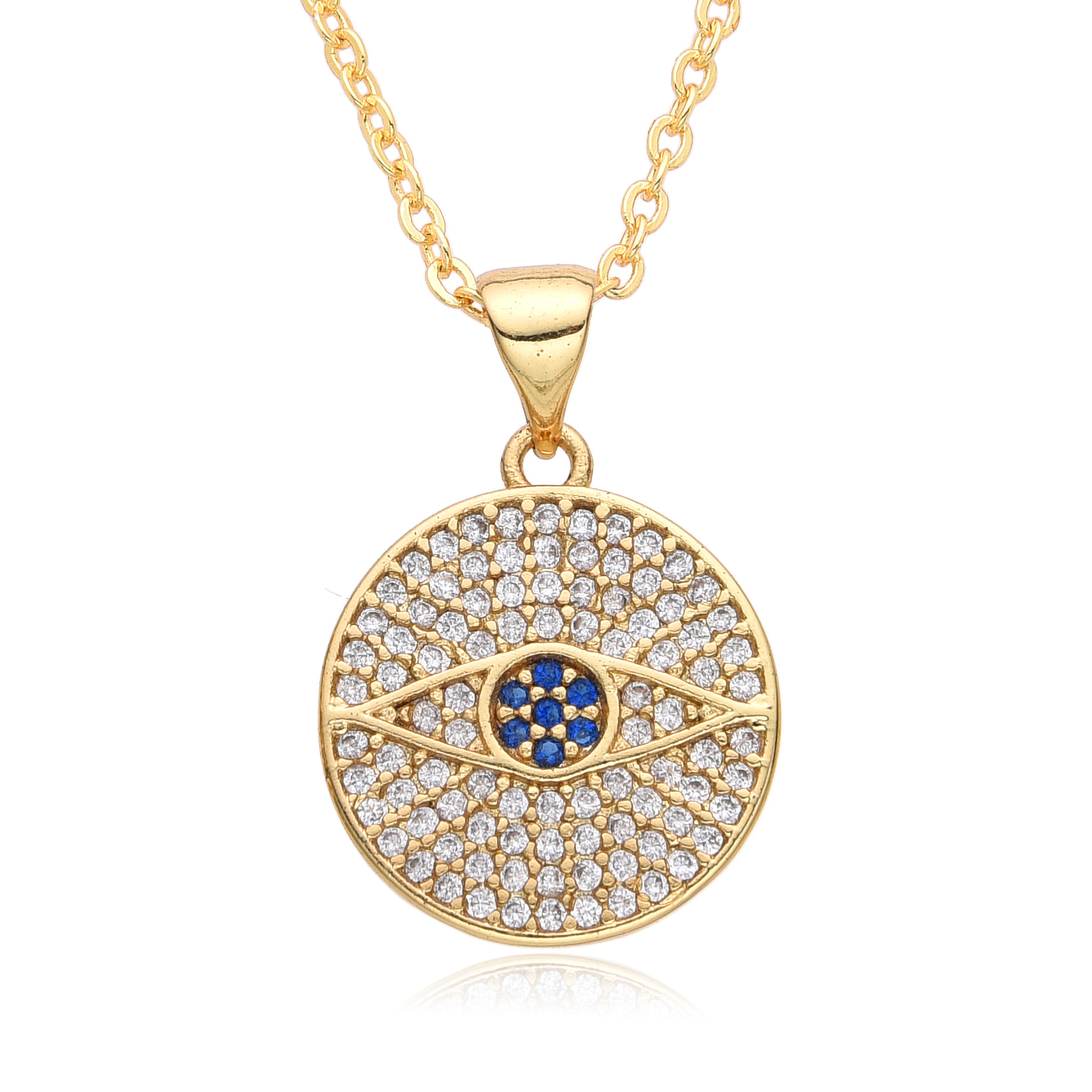 14g Weight Copper Pendant Material Zircon Inlay Material Pendant Necklace Classification Copper Chain Material cable chain Chain Type 1 Piece Quantity Holiday, Daily Occasion Copper Material Eye Pattern Women's Gender Inlay Design Shiny, IG Style Style Copper Inlay Eye Zircon Pendant Necklace 7