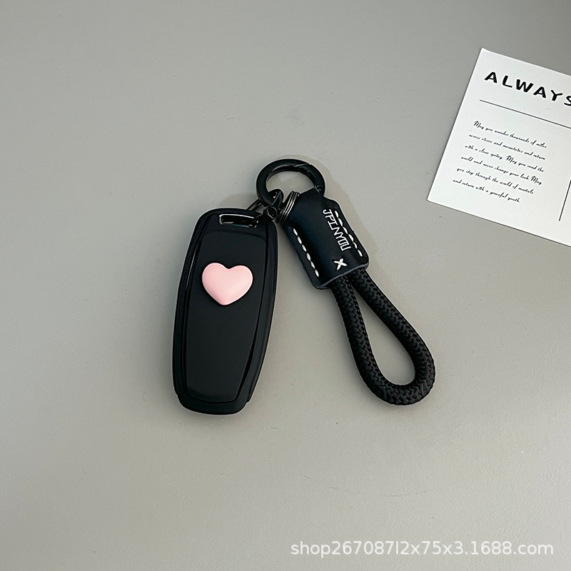 Suitable for Audi A4L Key Cover, A6L Car Key Case, Q5L Shell, A3L Holder, A5 Case, Q3 for Men, 2023 New Model, Q4 E-Tron Simple Design
