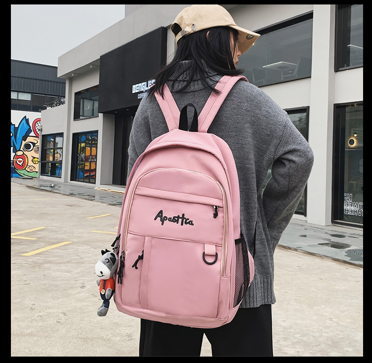 Wholesale Simple Large-capacity Solid Color Letter Embroidery Backpack Nihaojewelry display picture 10