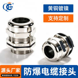 防爆铜镀镍金属电缆防水接头M/G/NPT格兰头连接器填料函固定头