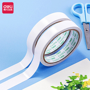 Deli 30406 Double-Sided Tape 18Mm*10Y Tissue Tape Strong Adhesive Easy to Peel Wide Double-Sided Tape Office Wholesale
