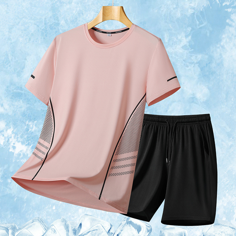 [Punto de puesto principal] Camiseta de cuello redondo de secado rápido de manga corta de estilo caliente Traje de carrera de moda deportiva casual para hombres