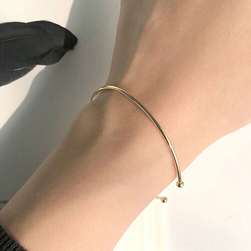 Minimalist and Versatile New Casual Double Round Bead Opening Bracelet for Students and Best Friends