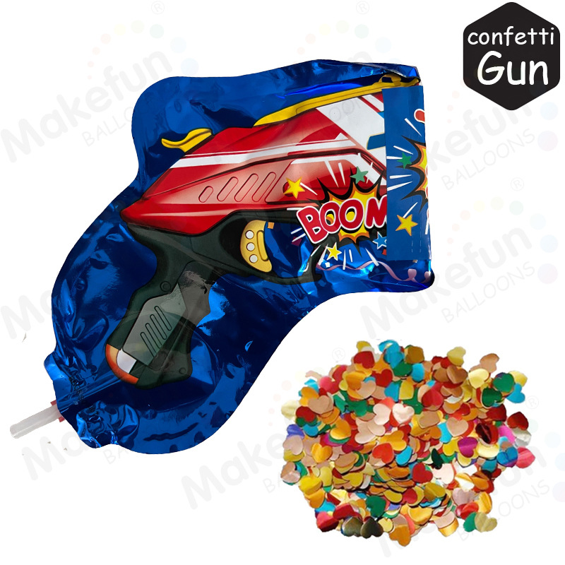 12PCs Internet Celebrant Fun Sequin Pistol Shape Wedding Birthday Party Decoration Separate Packaging Aluminum Film Balloon