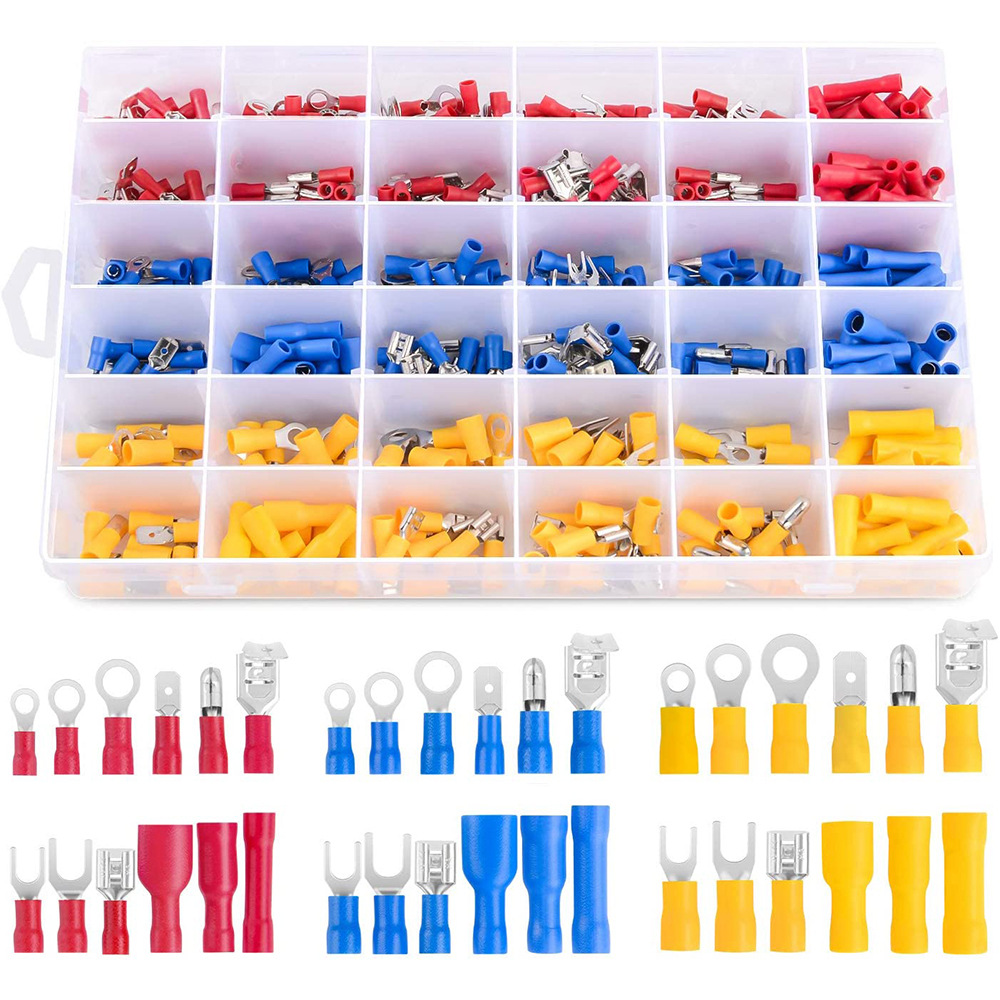 540pcs Boxed Cold-pressed Terminal Quick Disconnect Wireulated Butt Terminal Male And Female Terminal Sets