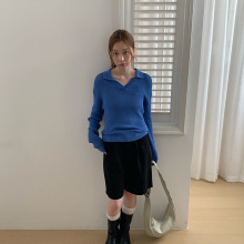 【5折特价 不退不换】v领针织打底衫女25秋软糯别致长袖V领上衣