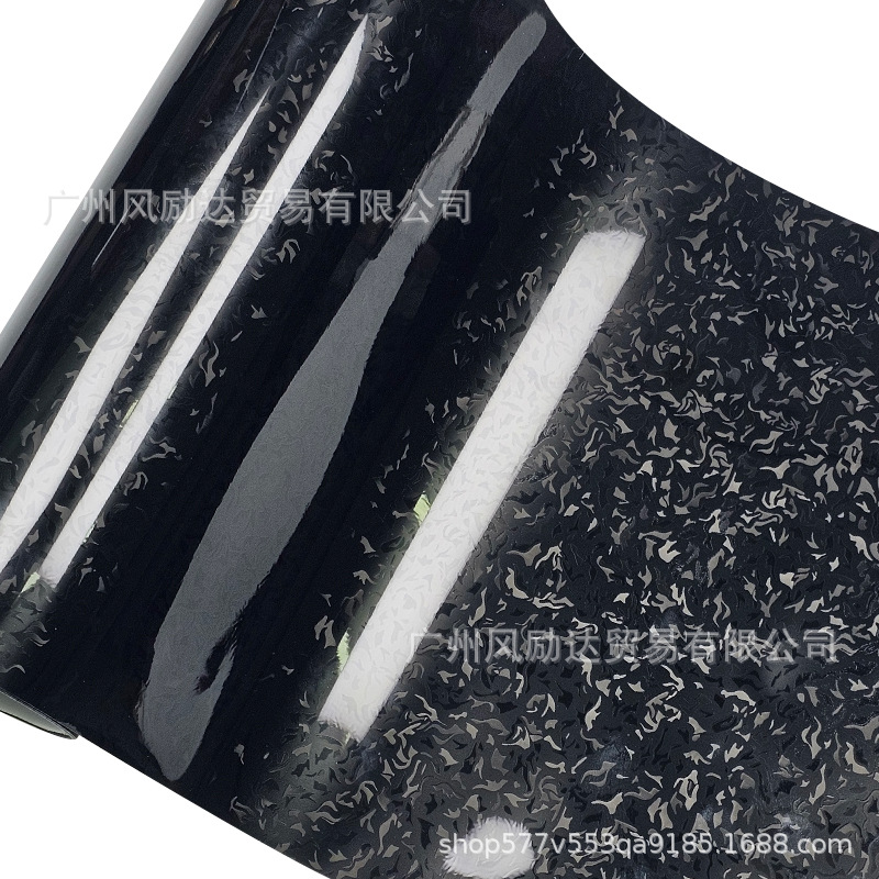 Pet High-Gloss Forged Flame-Pattern Carbon Fiber Matte Interior Trim Glossy Black Rearview Mirror Full Body Sticker Film