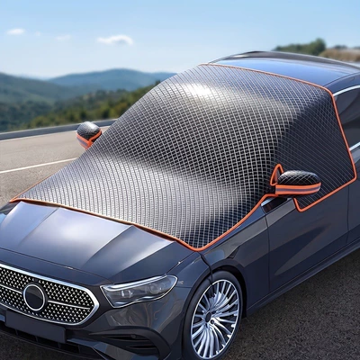 Sun shade Car Titanium Silver Sun Protection - 260115cm-orange-edge-6-magnetic-sunshade-protective-cover