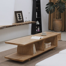 木有作为 侘寂风深色实木茶几 中古风原木长茶几电视柜地柜边柜