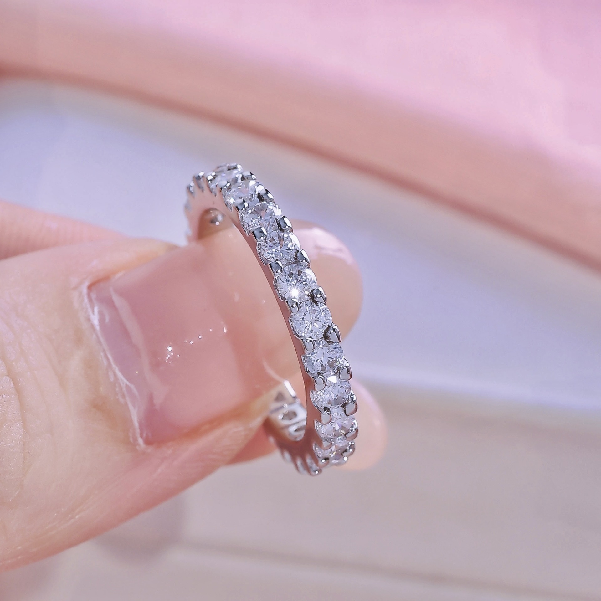 New Gypsophila Women's Ring Group Set with Full Circle Simulated Zircon Ring, Accessible Luxury Fashion Row of Rings, Hot-Selling Jewelry