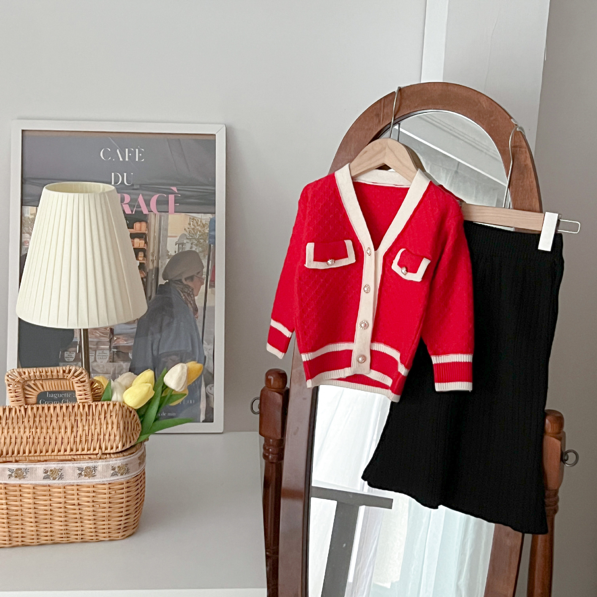 JINYONG Girls' Korean Edition Autumn Fashionable Small Fragrance Sweater Cardigan Flare Pants Knitted Two Piece Set_voghion.com