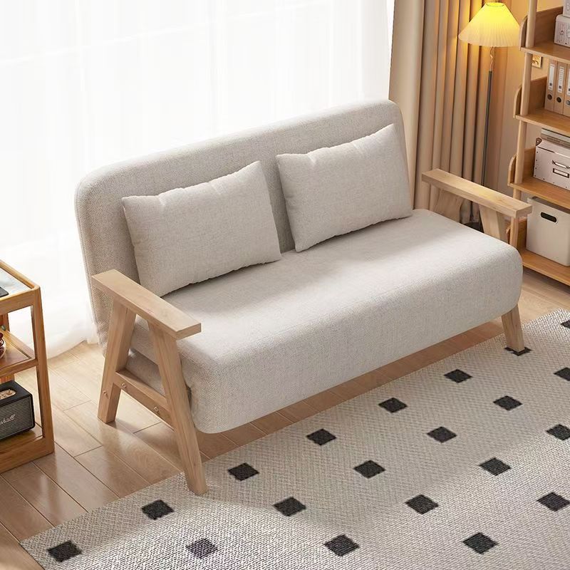 Solid Wood Sofa Bed Foldableable Dual-Purpose 2025 New Small Apartment Multi-Functional Single Retractable Bed Double Small Sofa