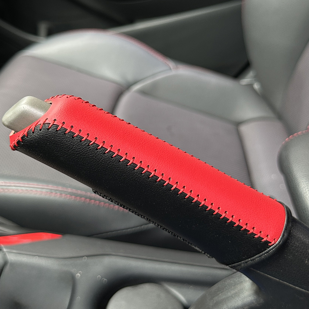 Cross-Border Universal Car Gear Shift Lever Handbrake Leather Hand-Stitched Brake Lever Decorative Protective Cover Gear Shift