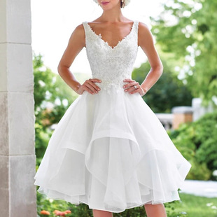 Short 2025 New European and American Princess Bride Shoulder Wedding Dress Puff Skirt See-Through Backless Lace Wedding Dress