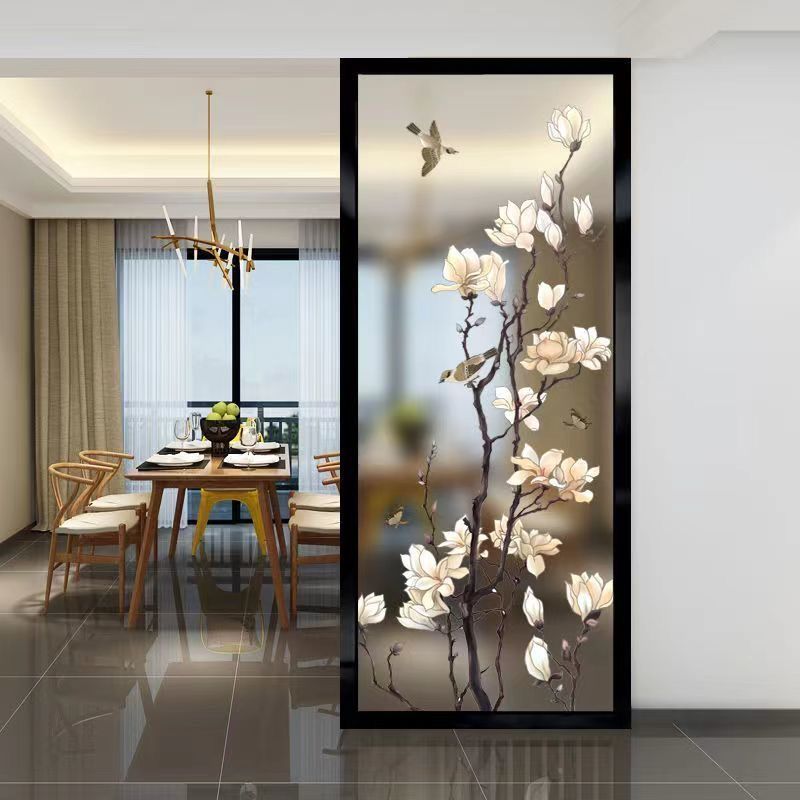 Vidrio temperado de lujo ligero pantalla moderna y simple inodoro de baño de entrada de pared divisoria de baño de media pared cubierta