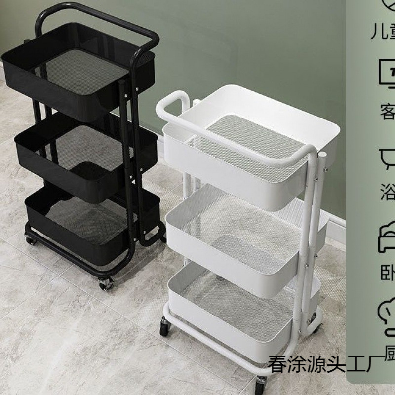 厨房多层收纳车带轮收纳架可移动多功能置物架婴儿用品小推车|undefined