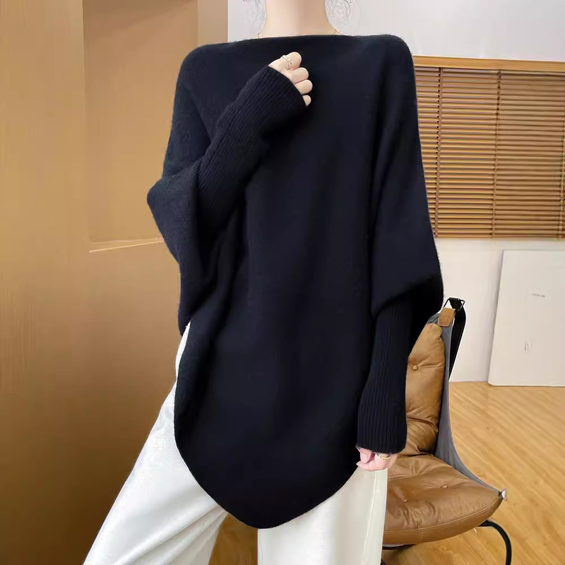 Manufacturer Wholesale Comfortable 2024 New Style 100% Merino Wool Off-Shoulder Triangle Shawl Pullover Cape Top