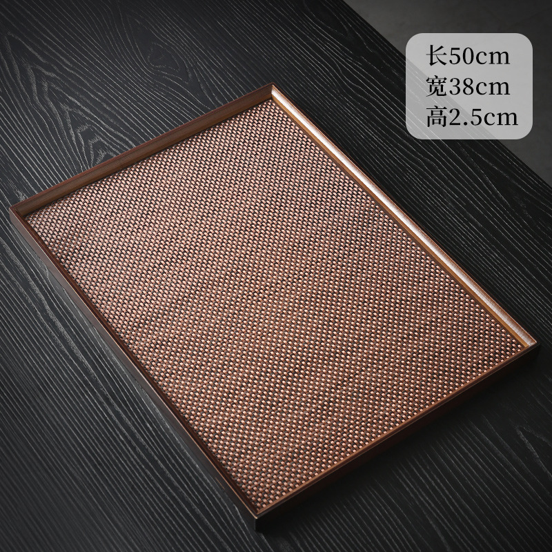 마룬 직각 트레이 [50*38*2.5CM] + 인조 대나무 직조 매트