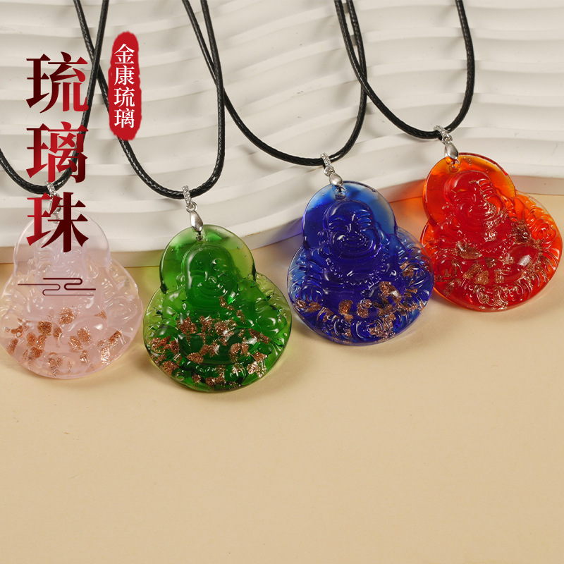 琉璃吊坠百搭饰品挂件毛衣链情侣礼物民族风项链佛牌吊坠