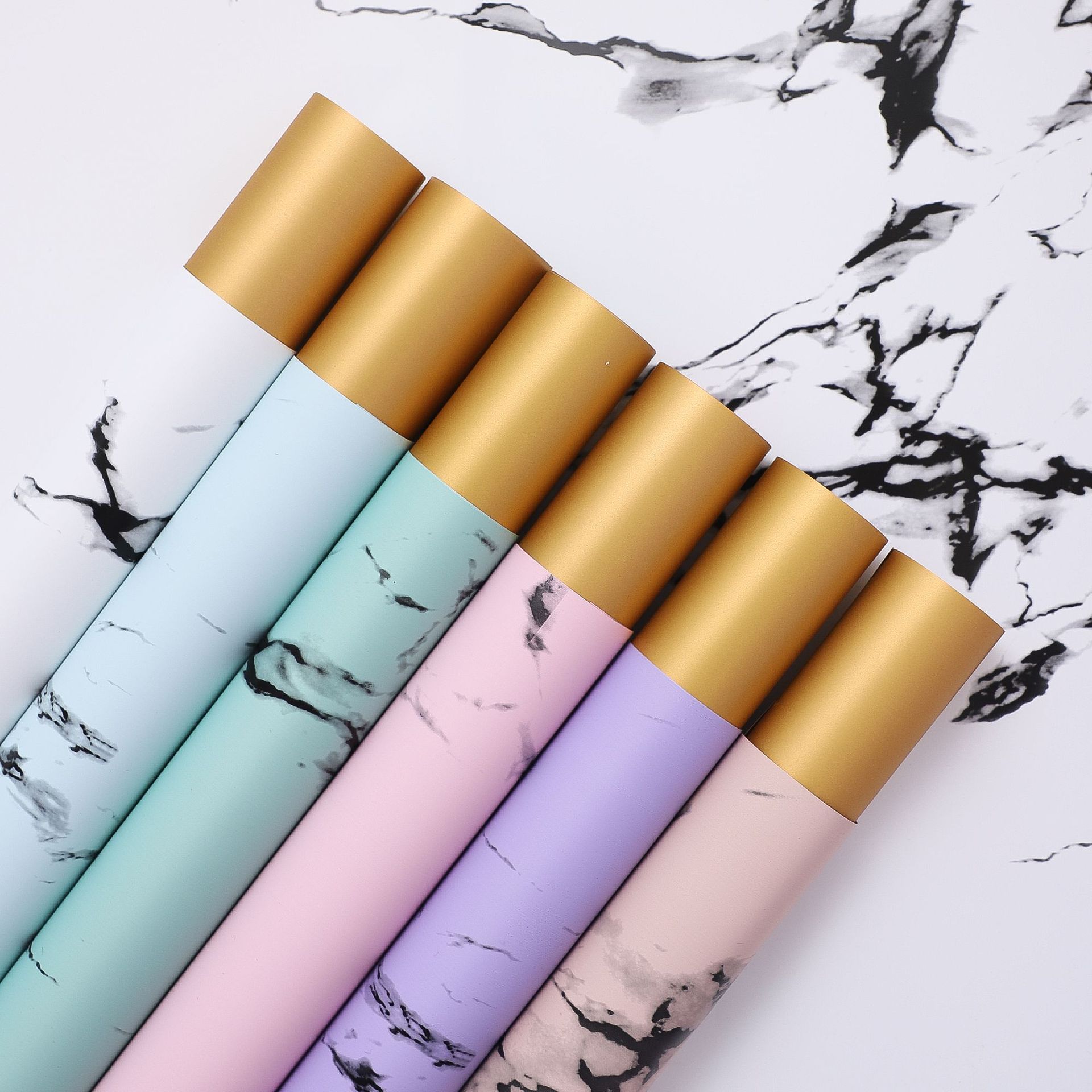 Lizgiran nuevo amazon popular impermeable marmolado papel de oro ramo de flores de papel de regalo