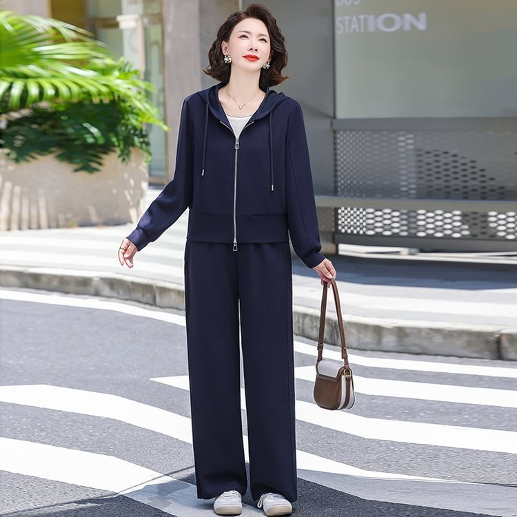 妈妈春装2025新款休闲运动服套装洋气卫衣中老年外套女春秋两件套|undefined