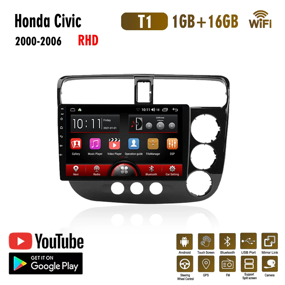 Подходит для Honda Civic 2000-2006 — автомобильный GPS-плеер с Android, Bluetooth, камерой заднего вида