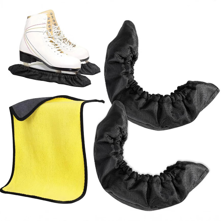 1 Pair Ice Blade Protective Cover Ice Shoe Cloth Cover Ice Blade Socks Ice Skate Cover with 1 Cleaning Towel