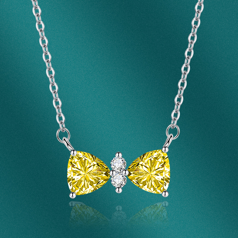 Fashion Bow Knot Copper Plating Zircon Pendant Necklace 1 Piece