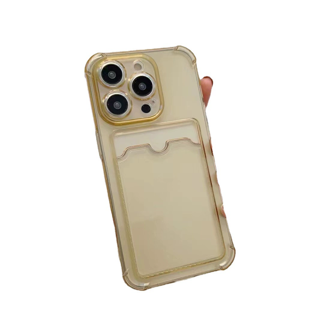 Чехол для iPhone 6–16 серий, прозрачный ТПУ с держателем карт, лёгкий