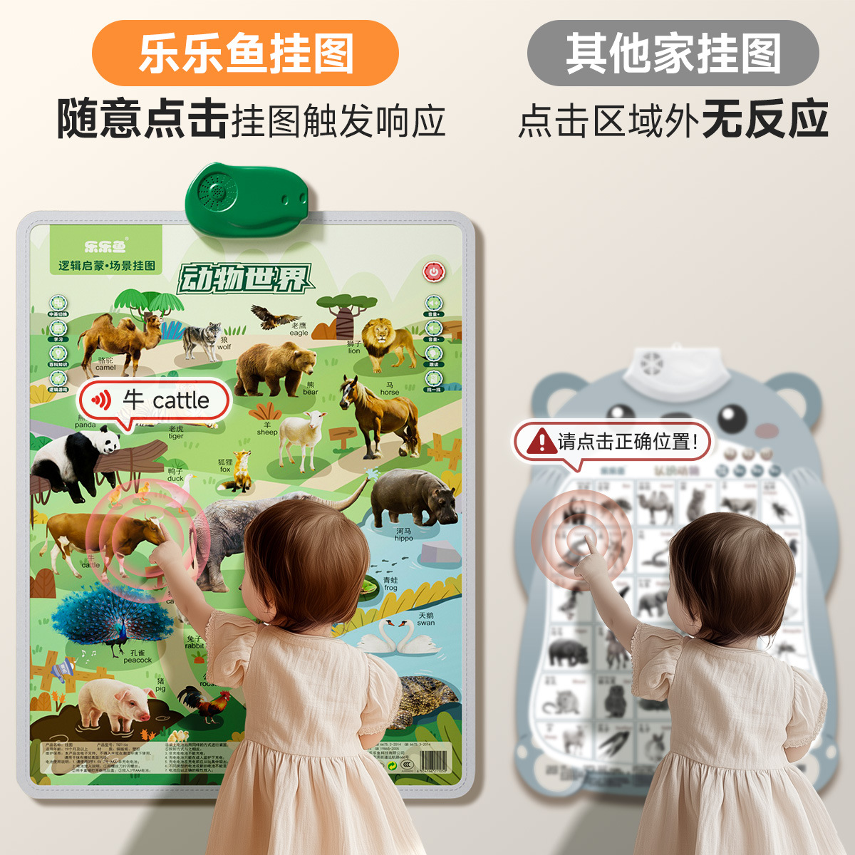 Leleyu Logic Wall Chart Baby Audio Early Education Infant and Young Kidsren Cognitive Sound Reading Machine Enlightenment Learning Wall Stickers