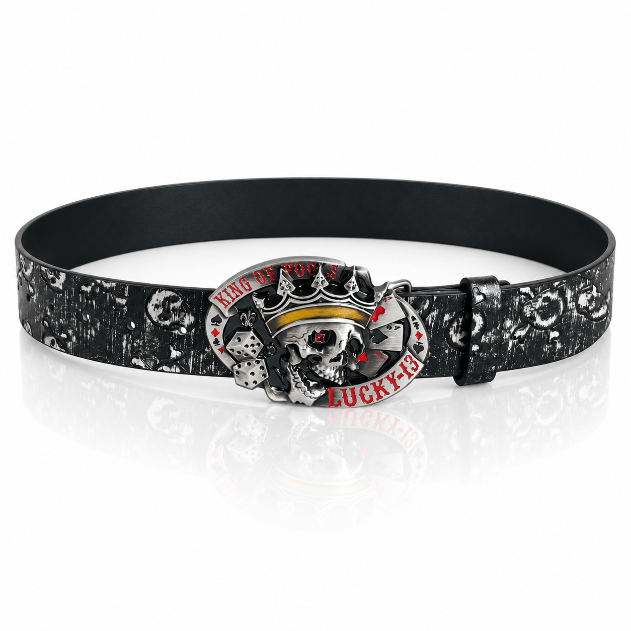 vintage skull belt - Herrenledergürtel mit Totenkopf, Retro-Stil, Punk, Motorrad-Look, Metallschnalle, modisch