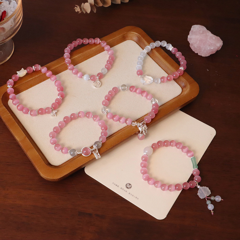 Opal Crystal Butterfly Bracelet Women's Bracelet Grey Moonlight Ins All-match Elegant Fashionable Spring and Summer Bracelet high quality