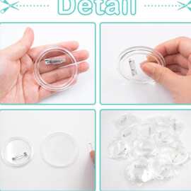 圆形亚克力透明徽章DIY 透明相框胸章塑料纽扣胸牌不包含图片纸
