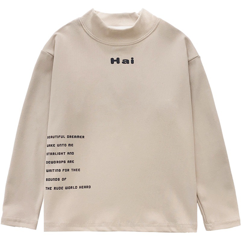 Camisa de fondo de estilo occidental para niños 2023 Otoño e Invierno nuevos niños estilo coreano Camiseta de manga larga para niños de terciopelo medio y niños grandes