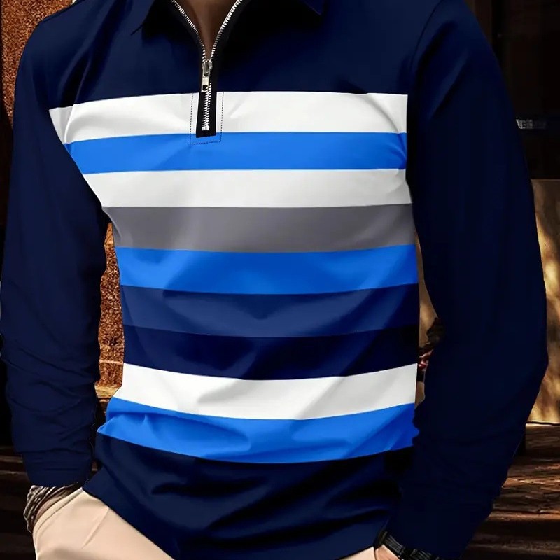 Otoño e invierno todo-fósforo estilo de Hong Kong guapo suéter de manga larga estilo minimal neutral temperamento fresco cremallera camisa POLO MB14