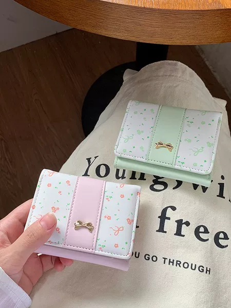Floral Bowknot~Wallet for Women Simple Short Style Ladies Wallet 70% off Student In-Stock Japanese Style Purse
