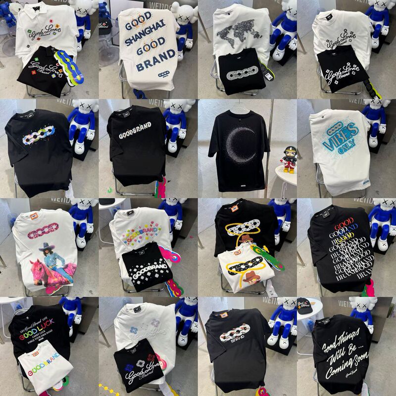 Trendy Brand Good Summer New American High Street Heavy-Duty Rhinestone Printed Short-Sleeve T-Shirt Unisex Loose Casual Top Trendy Brand Good Summer New American High Street Heavy-Duty Rhinestone Printed Short-Sleeve T-Shirt Unisex Loose Casual Top
