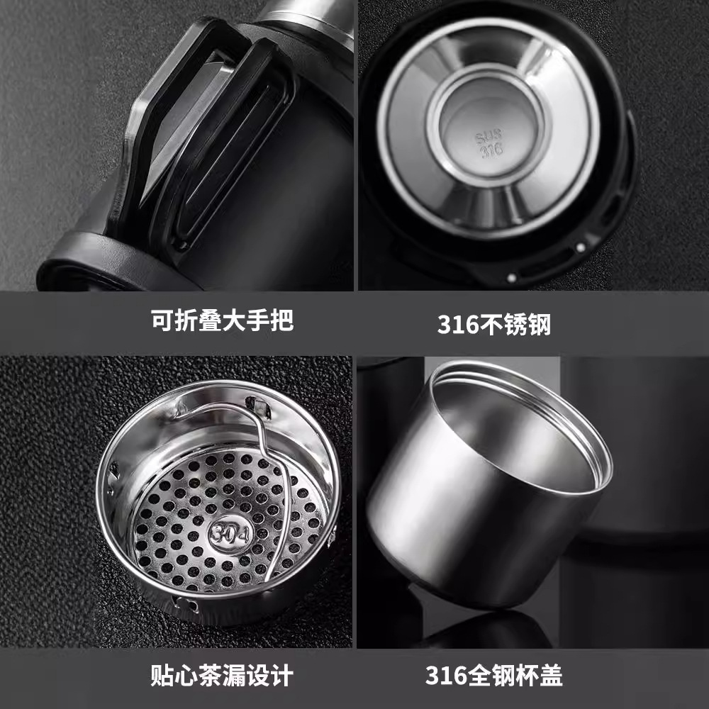 316 tazas de acero inoxidable al aire libre viajes de montaña hervidor de agua caliente doméstico de gran capacidad 2.2L tazas de agua para hombres y mujeres