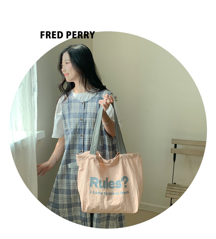 Fashionable and simple letter print large-capacity tote bag 2025 new style contrasting color versatile drawstring pleated single-shoulder bag undefined