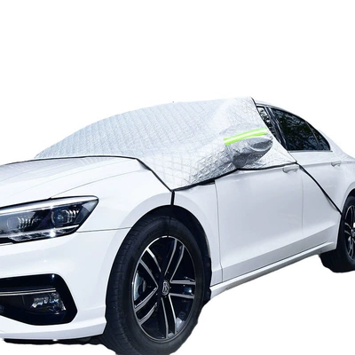 Car Snow Shield, Anti-Freeze and Windproof Car Cover, Front Windshield Cover, Snow Shield, Car Supplies, Car Sunshade (Car snow shield) - thickened-straps-with-earmuffs-and-snow-shield