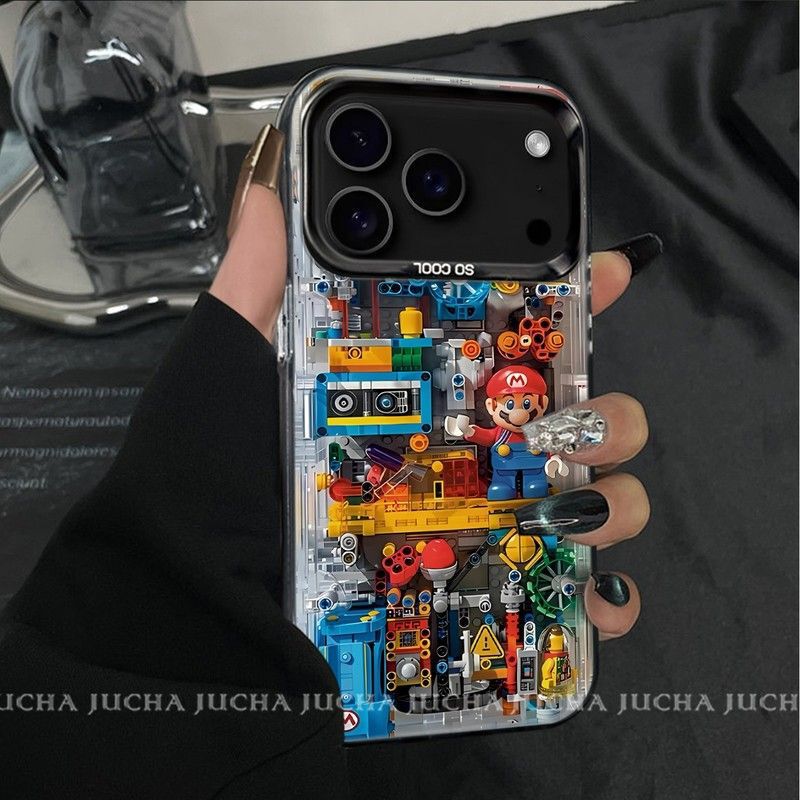 Suitable for Iphone17Pro Mobile Phone Case with High-Looking Cartoon Apple 16 Design 15 Niche Colorful Mario