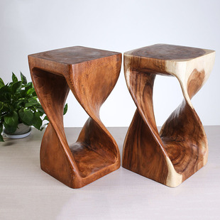 Thailand Solid Wood Flower Pot Stand Balcony Courtyard Wooden Pier Creative Wooden Bonsai Stand Ornaments Shoe Changing Casual Tea Stool