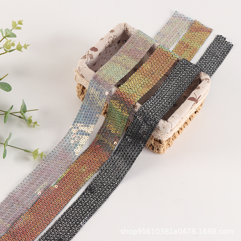 现货 3.5cm网纱亮片刺绣服装花边童装鞋材连衣裙配饰珠片条码辅料