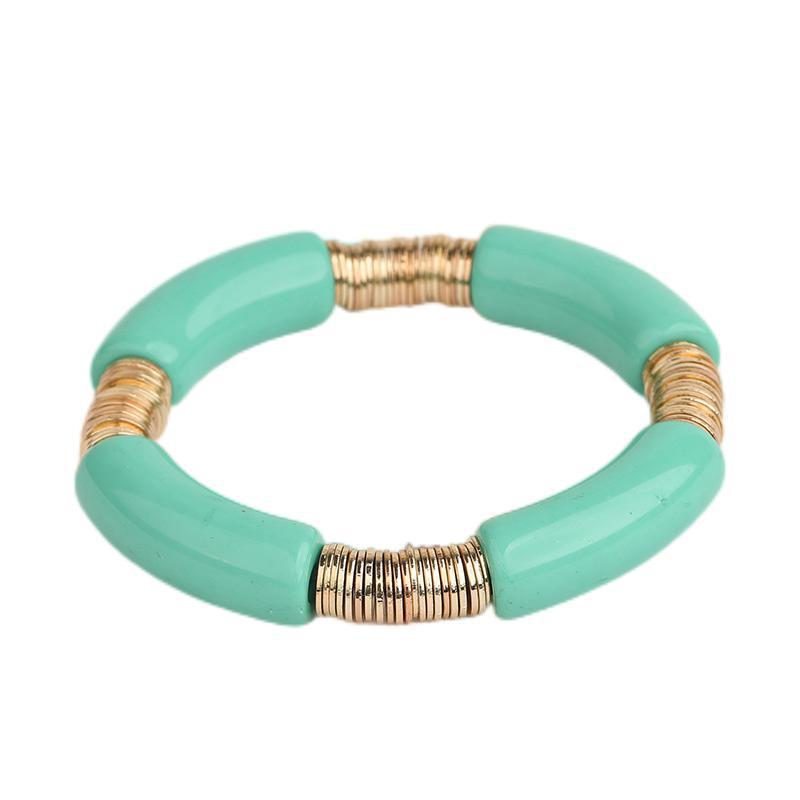 18K Real Gold Plated Plating Material Bracelets Classification Simple Style Classic Style Round Arylic Metal Beaded Bracelets Wholesale