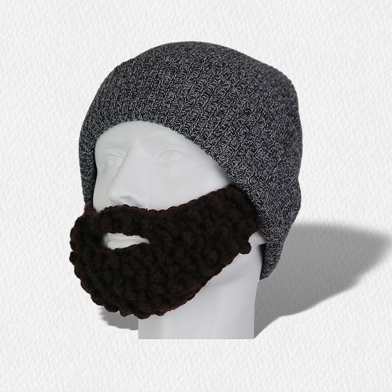 Tiktok Venta caliente europeo y americano barba sombrero transfronterizo de lana de punto hip hop creativo divertido barba máscara adulto sombrero