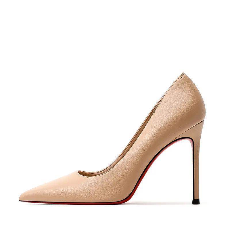 Spring and Summer Red-Soled High-Heeled Shoes for Women, Thin Heels, 2025 New Style, Sexy Black Pointed Toe, Comfortable and Versatile Single Shoes