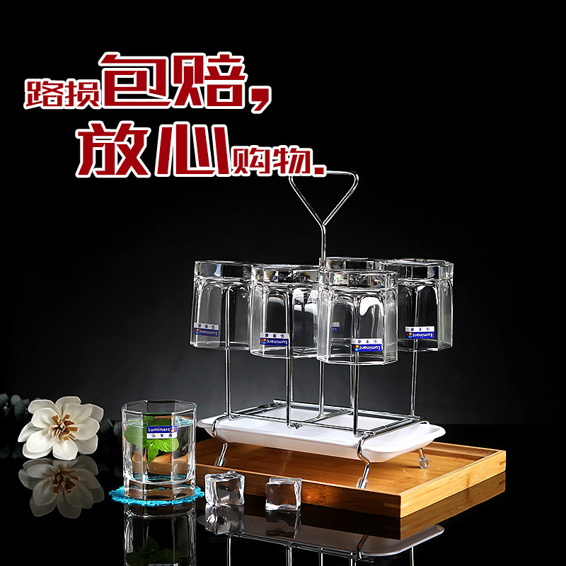 2F樂美雅家用玻璃水杯牛奶杯泡茶杯喝水矮款透明客廳耐熱杯子6隻