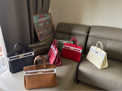 New Trendy Women's Genuine Leather 35cm Large-Capacity Travel Bag with Lychee Pattern, Cowhide Platinum Bag with a High-End Feel, Handbag