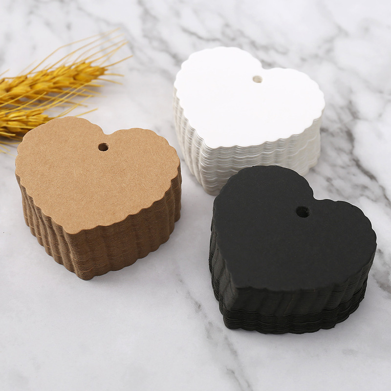Retro Kraft Paper Tag Blank Card Label Product Packaging Gift Card DIY Message Card Heart-Shaped Tag